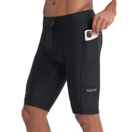 baleaf Cycling Shorts for Men 4D Padded Biking Short Padding Road Bike Bicycle Gear Zipper Pockets UPF 50+ Black M