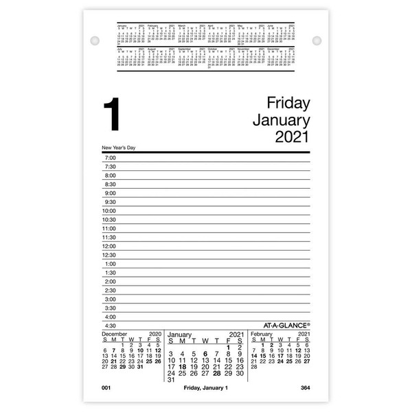 2021 Daily Desk Calendar Refill by AT-A-GLANCE, 5" x 8", Loose-Leaf, Pad Style (E4585021)