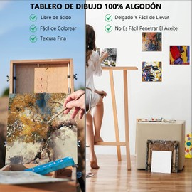 Juego de 10 Paneles de Lienzo,6 x 6 pulgadas(15x15cm) Tableros de Lienzo para Pintura,100% algodón, libre de ácidos,para Artistas Profesionales, Aficionados y Principiantes