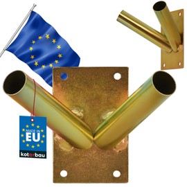 KOTARBAU® Flag Holder 2-Way Screwing Flag Pole Holder Flag Holder Bracket Handle Wall Mount Hot-Dip Galvanised Yellow Flag Pole