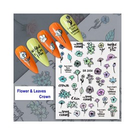 Generic Flower Nail Sticker Blue Flowers Blossom Branches Words Rose Sunflower Sr 2054 Nail Wraps Stickers Manicure Supplies for Women Nails Full Long Lasting Easy Apply and Remove