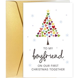 Spercy Boyfriend First Christmas Card, Romantic 1st Christmas Card For Him, To My Boyfriend On Our First Christmas Together