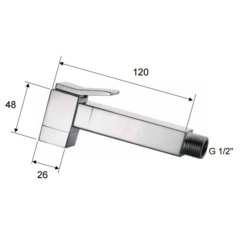 Hand Shower with Square Knob Chrome Plated Brass