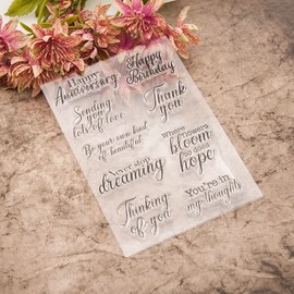 Basic Phrase Sentiment Clear Stamps Happy Anniversary Thank You Encourage Words Silicone Rubber Stamps for Christmas Card Making DIY Paper Art Scrapbooking