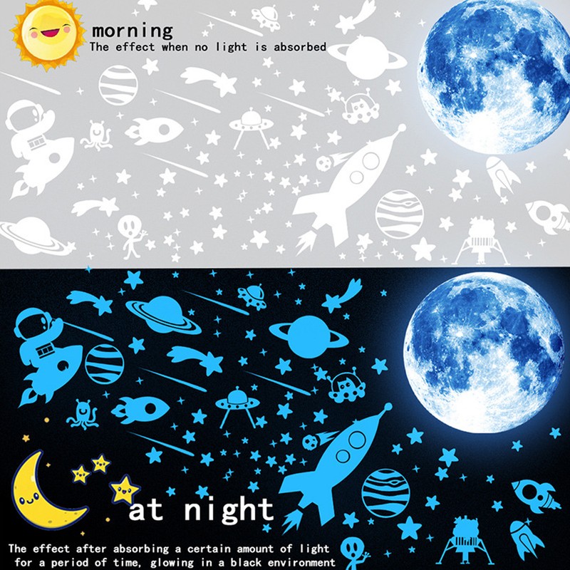 184pcs Glow in The Dark Stickers Space Ship Theme Self