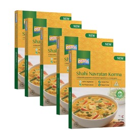 Ashoka Traditional Indian Meals 1932, Vegan Mixed Vegetable Curry, All-Natural Ready to Eat Microwavable Entrees, Shahi Navratan Korma, Kosher Certified, Gluten-Free with No Preservatives, Pack of 5