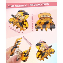 Claw Hair Clips Jaw Clamps - 12PCS Small Hair Claw Jaw Clamp for Thin Hair Styling Accessories Classic Hair Clamp for Women Girls (Black+Leopard)