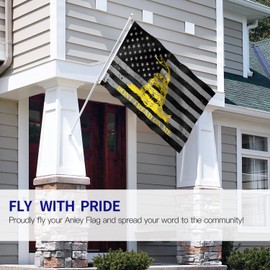 Anley Fly Breeze 3x5 Foot Dont Tread On Me Black American Flag - Canvas Header and Double Stitched - Yellow Snake US National Flags Polyester with Brass Grommets 3 X 5 Ft
