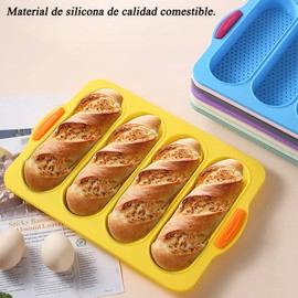 Molde de silicona para hornear baguettes franceses/bollos de perro caliente, charola para hornear para perros calientes, antiadherente, mini baguette sándwich (Gris)