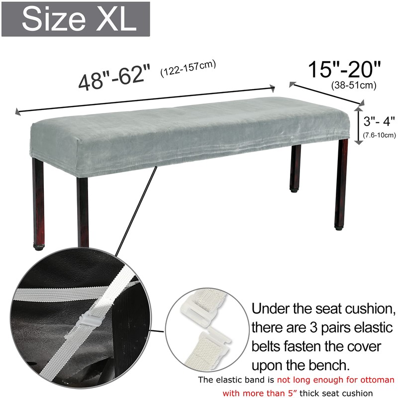 SINOSSO Soft Velvet Bedroom Bench Cover, (48"- 62") L x