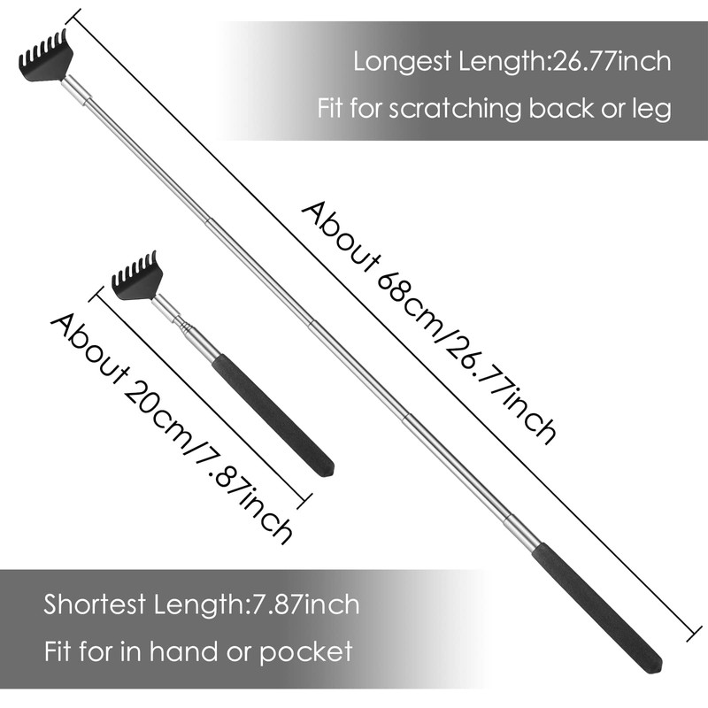 2 Pack Telescoping Back Scratcher, Omszte Portable Extendable Stainless Steel
