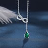 MEDWISE Malachite Necklace Teardrop Pendant Necklace with Infinity Symbol Sterling