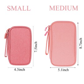 Ausein Organizador de Cables, Estuche para Cables y Cargadores para Viaje, Multifuncional Bolsa para Accesorios Electrónicos, Porta Cables Portátil Impermeable para Discos Duros, Tarjeta SD(Rosa)
