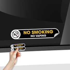 No Smoking No Vaping Stickers for Vehicles | 2 Small Permanent Glossy Vinyl No Smoking No Vaping Signs | 1x5 inches No Vaping No Smoking Self Adhesive Stickers for Car and Taxi Driver (Small)