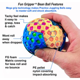 fun gripper Juggling Ball Set for Beginner with a gripping mesh Covers with Carry case by: Saturnian I
