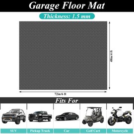 LDHHYH 4 x 6 FT Garage Floor Mat, 1.5mm Thick Diamond Plate PVC Garage Flooring, Waterproof Trailer Mat Floor Protection for Home, Gym, Garage and Vehicles – Grey