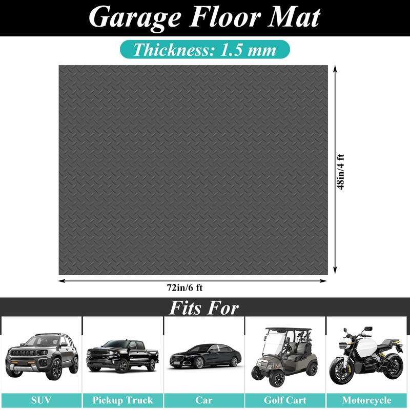 LDHHYH 4 x 6 FT Garage Floor Mat, 1.5mm Thick