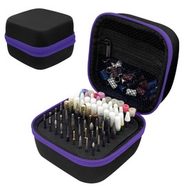 81 Holes Nail Drill Bit Holder, (ONLY CASE) Nail Bits Display Organizer Container, Nail Bits Container Box Case with High Density Foam, Efile Nail Bits Professional Manicure Tools, (Purple)