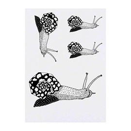 4 x 'Jazzy Snail' Temporary Tattoos - Water Resistant, Skin-Safe, Non-Toxic Transfers, Mixed Sizes (TO00005583)