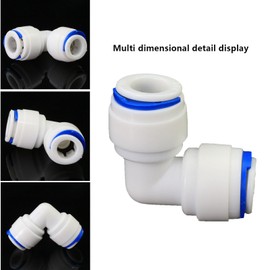 Water purifier adapter, 3/8 "FPT quick bend pipe, outer diameter 3/8 to 3/8 inch quick push plastic pipe joint, suitable for reverse osmosis filtration RODI water purification system 5PCS