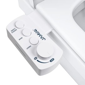 Jamini Ultra-Slim Detachable Bidet Attachment for Toilet – Non-Electric Cold Water, Self-Retraction Dual Nozzles, Step-less Pressure Dial, Dedicated Cleaning Mode, CA65 Certified