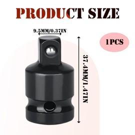 1/2 to 3/8 Socket Adapter, Impact Wrench Adapter, 1/2 Inch Drive (F) x 3/8 Inch (M) Socket Reducer for Use with Air/Fuel Impact Wrenches, Breaker Bars (Black)