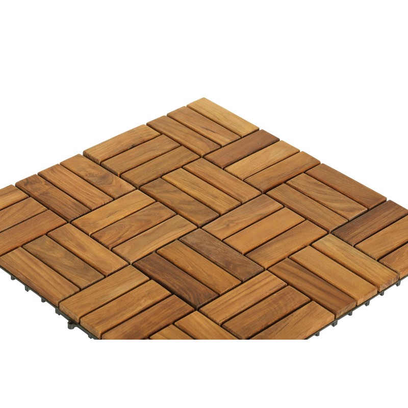 Bare Decor BARE-WF2009 Solid Teak Wood Interlocking Flooring Tiles (Pack
