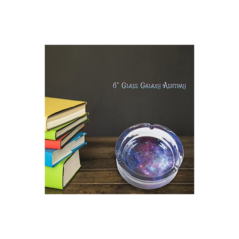 6.0" Extra Large Galaxy Glass Ashtray, Perfect for Smoking Lounges,
