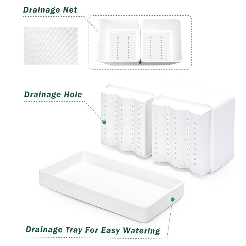 D'vine Dev Herb Garden Planter Set with Saucer, White, 76-Q-A-1