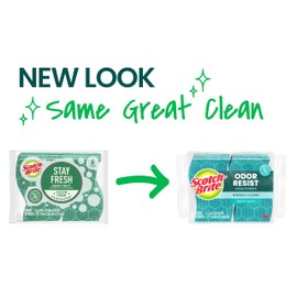 Scotch-Brite Odor Resist Heavy Duty Scrub Sponge, Dishwasher-Safe Kitchen sponges for Serious Scrubbing, Multipurpose Dish Sponge for Stuck-On Messes, 6 Scrubbing Sponges