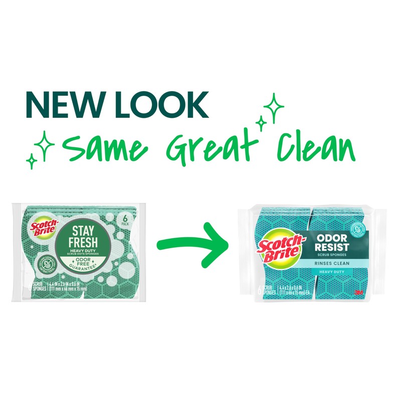 Scotch-Brite Odor Resist Heavy Duty Scrub Sponge, Dishwasher-Safe Kitchen sponges