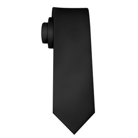 TASTION Men's Classic Satin Soild Color 3.15"（8cm Necktie Wedding Business Tie & Gift Box, Black, One Size
