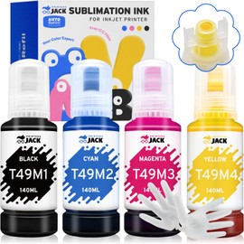 Printers JackPrinters Jack T49M Sublimation Ink for F170 F570 Sublimation Printer(T49M1 T49M2 T49M3 T49M4 ICC-Free/Autofill/Anti-UV) 560ML Sublimation Ink