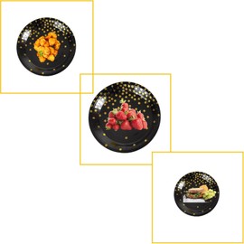 CEILIWEN Black and Gold Party Plates, 50 Pack 7 inch Party Tableware Dinnerware, Disposable Paper Plates, Party Supplies for Birthday Decorations, Pack of 50