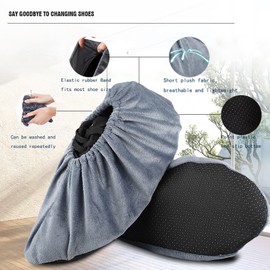 VIJAY SENO 6 Pairs Reusable Non Slip Shoe Covers, Premium Soft Washable Thickened Safety Boot & Shoe Covers for Household, Office, Laboratory，one size（Pink Violet）