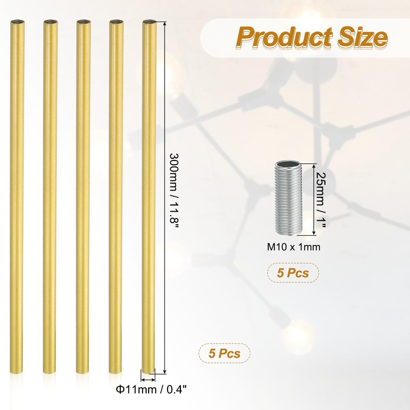 PATIKIL 5Set 11.8" M10 x 1mm Fine Thread Threaded Extension