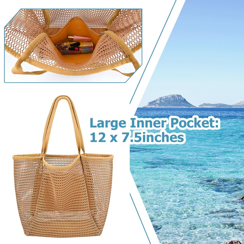 Iioscre Beach Bag for Women, Causal Hobo Handbags with Zipper