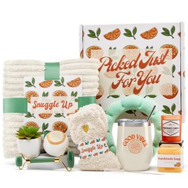 Sunny&Wise Care Package For Women, Self Care Gifts for Women, Get Well Gifts For Women After Surgery, Orange Fruit Themed, Thinking of You Gifts for Women with 12 Oz Good Vibes Tumbler