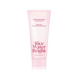 The Face Shop Rice Water Bright Double Foaming Cleanser, 2-in-1 Milky and Jelly Texture, Gentle Face Wash for Hydrating & Moisturizing, Makeup Remover, Korean Skin Care, Vegan, 6.4 fl. oz.