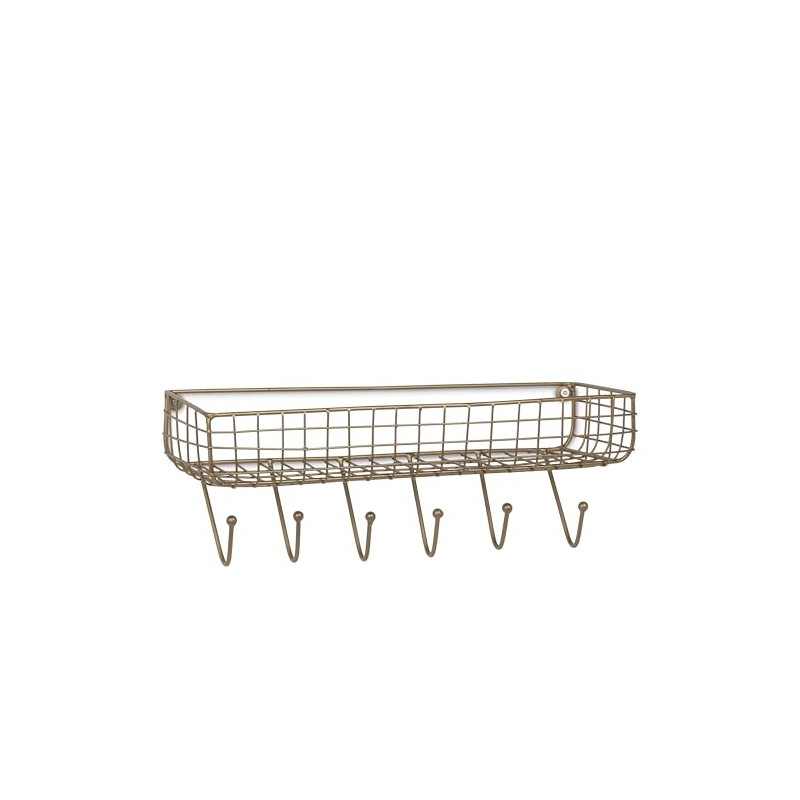 Abbott Collection Wall Basket Shelf with 6 Hooks - Metal,