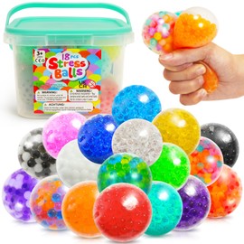 Small Fish Sensory Stress Ball Set for Kids and Adults, 18 Pack Stress Relief Fidget Balls Filled with Water Beads to Relax, Decompress, and Focus, Squishy Toys for Children with Autism, and ADHD