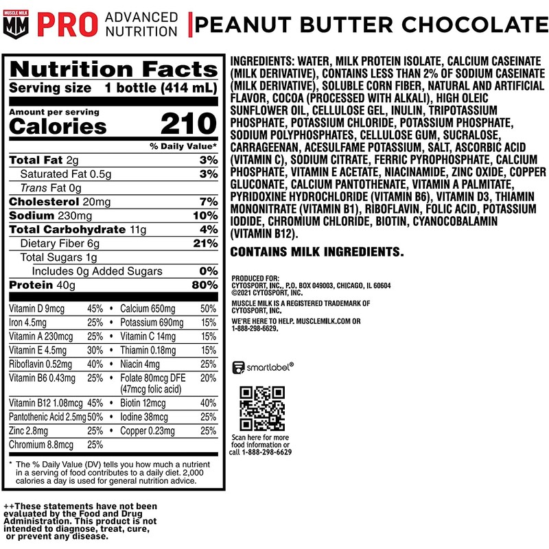 Muscle Milk Pro Series Protein Shake, Chocolate Peanut Butter, 40g