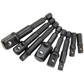 Kimlonton Socket Adapters, 8 Pack Chrome Vanadium Steel 6.35mm Hex Shaft Impact Conversion Socket Socket Inserts 1/4" 9.5mm (3/8") 12.7mm (1/2") Electric Drill Socket Adapter Tip Tool Set