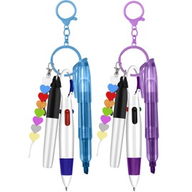 Plifal 8pcs Nurse Pen Set Badge Reel Holder Accessories Clip - Pink Purple Order of Blood Draw Beads Retractable Mini Nursing Ball Pen Permanent Marker Highlighter Work Student Office Hospital