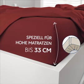 Dreamzie Fitted Sheet, 90 x 190 cm, 100% Microfibre, Bed Sheet with Elastic Band for Thick Mattresses up to 30 cm Deep, Tested for Harmful Substances (OEKO-TEX), Burgundy