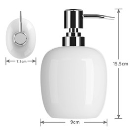 Nuscen White Ceramic Soap Dispenser - 450ml Square Hand Wash Pump for Luxurious Bathrooms, Kitchens, Hotels | Elegant Shampoo Lotion Bottle | Sleek Design,Easy Dispensing |Modern Living Spaces-Oval
