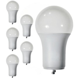 Diodesy- A19 LED Light Bulb 9.5W 800 Lumen 2 Prong Twist Lock GU24 Base 5000K Bright White for Home Bedroom Ceiling Light Bulb 120V CRI80 230° Beam Angle Damp Location Dimmable White Finish Pack of 6