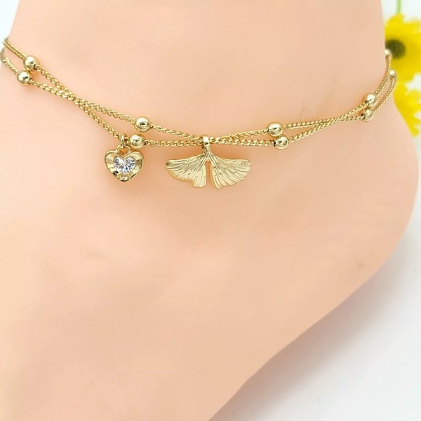 MyDivineSpace 14K Gold Plated Whale Tail ANKLET Unity & Freedom