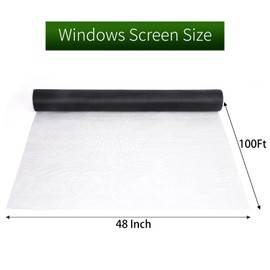 Window Screen Mesh 48" x 100', Window Screen Replacement Screens for Windows, Fiberglass Window Screens for House Windows, Door, Patio, Porch(Black)