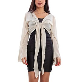 Toocool Elegant Women's Shoulder Covers Wide Sleeves Ceremony Bolero VB-10371, Beige, One Size, beige